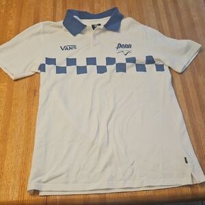 Vans Men's Polo Shirt with Blue Checkered Design